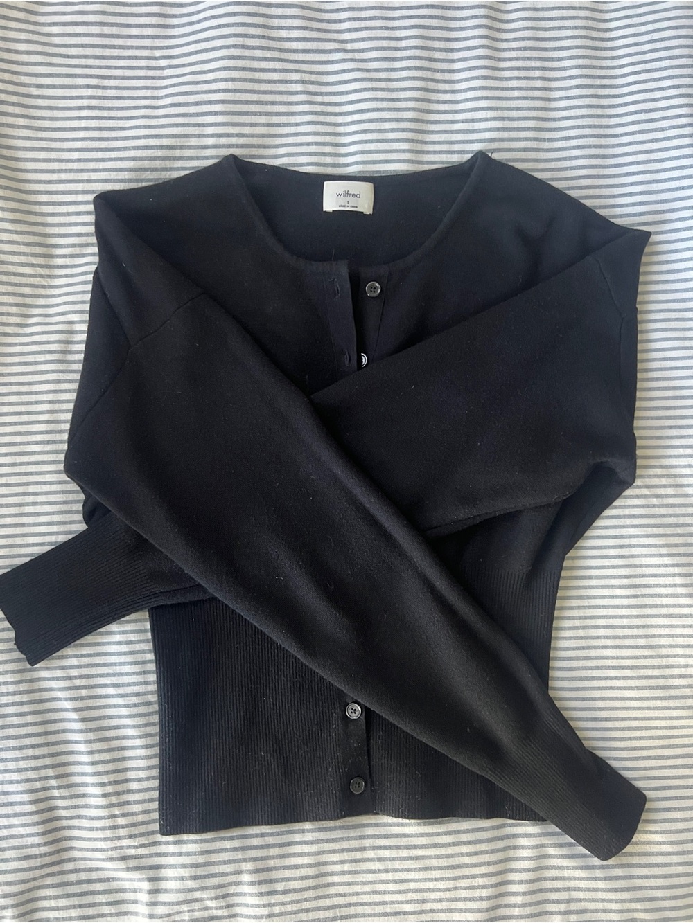Wilfred Black Ribbed Button-Up Cardigan